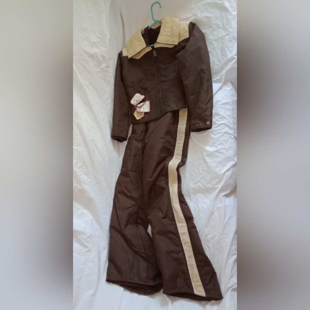 Women's Brown and Cream Ski Jacket and Pants Set